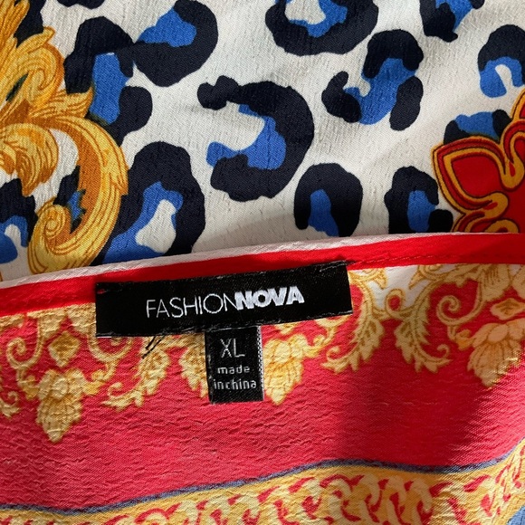 Fashion Nova Red and Gold Sundress Sleeveless V-Neck - Picture 2 of 7